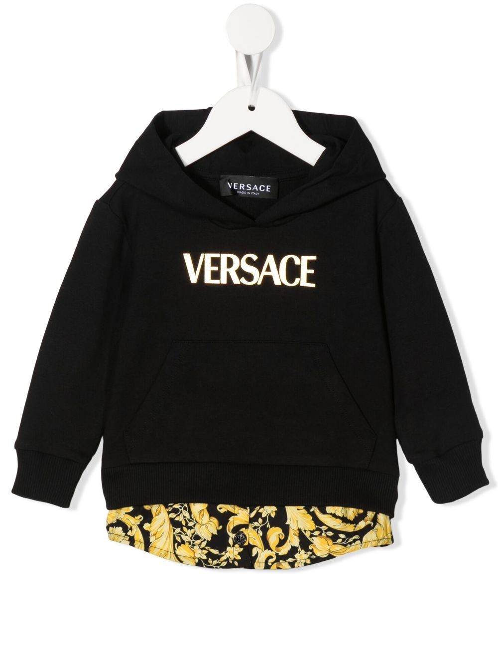 Versace Kids layered logo print hoodie - Black von Versace Kids