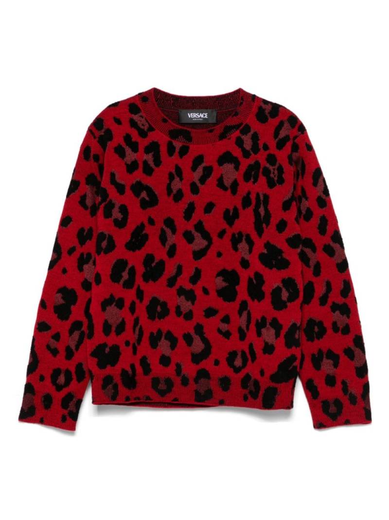 Versace Kids leopard-print jumper - Red von Versace Kids