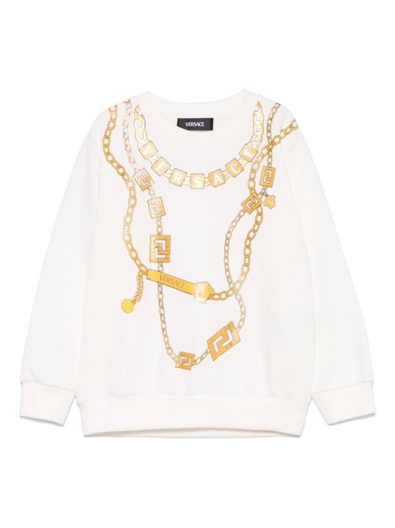 Versace Kids loghi necklace-print sweatshirt - White von Versace Kids