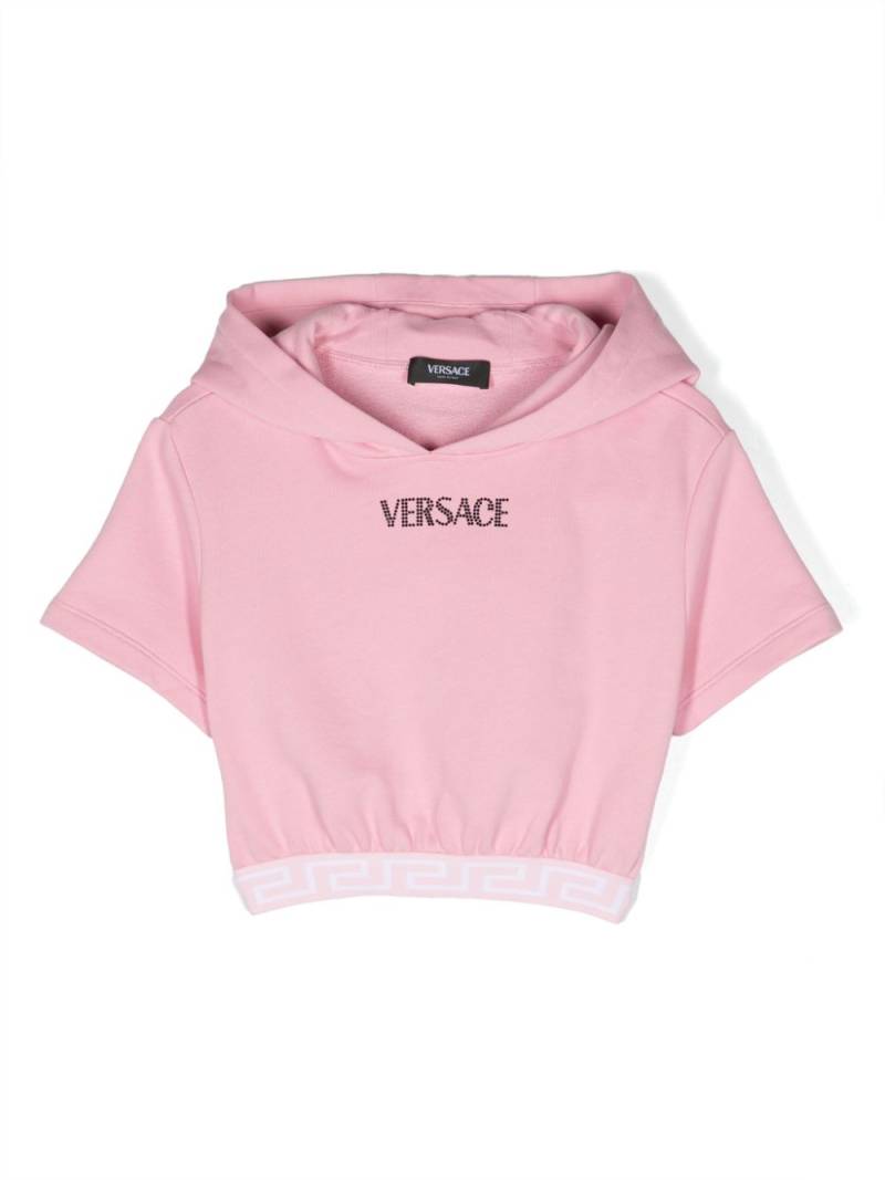 Versace Kids logo-embellished cropped hoodie - Pink von Versace Kids