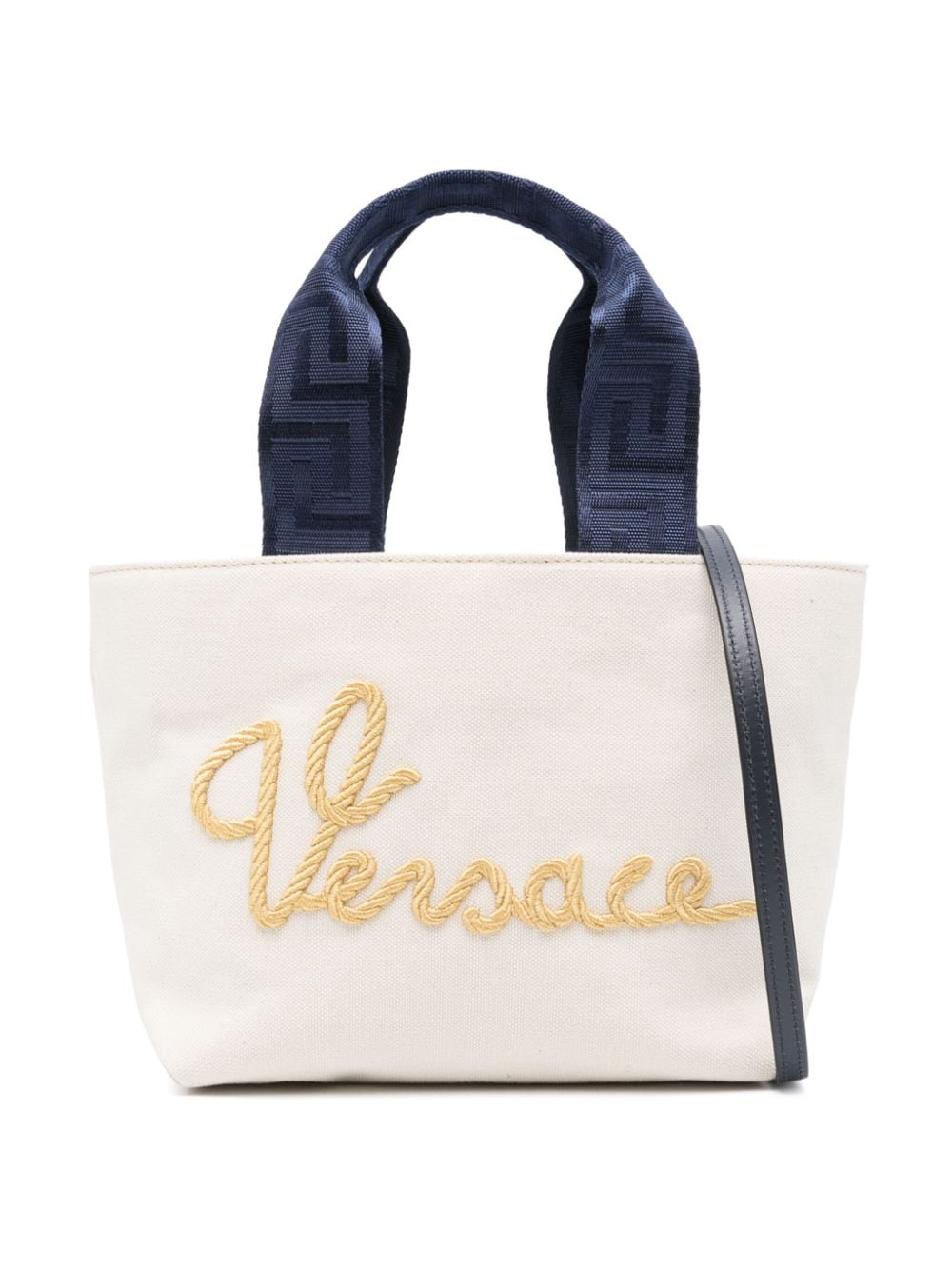 Versace Kids logo-embroidered canvas tote bag - Neutrals von Versace Kids