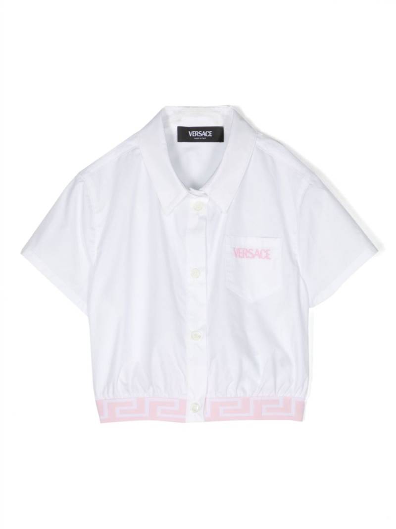 Versace Kids logo-embroidered cotton shirt - White von Versace Kids