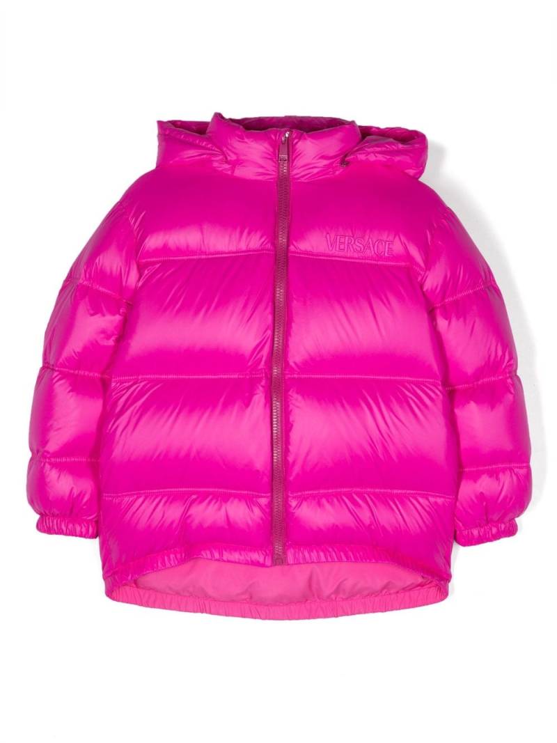 Versace Kids logo-embroidered padded jacket - Pink von Versace Kids