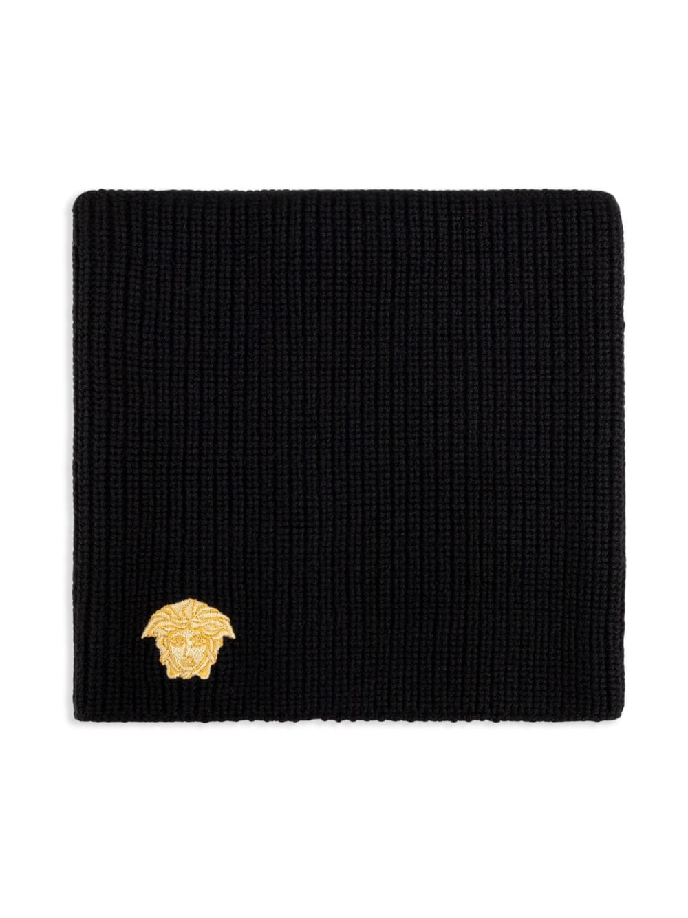 Versace Kids logo-embroidered ribbed-knit snood - Black von Versace Kids