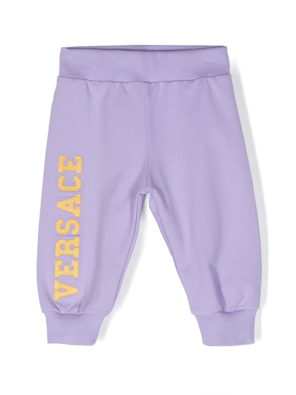 Versace Kids logo-embroidered stretch-cotton track pants - Purple von Versace Kids