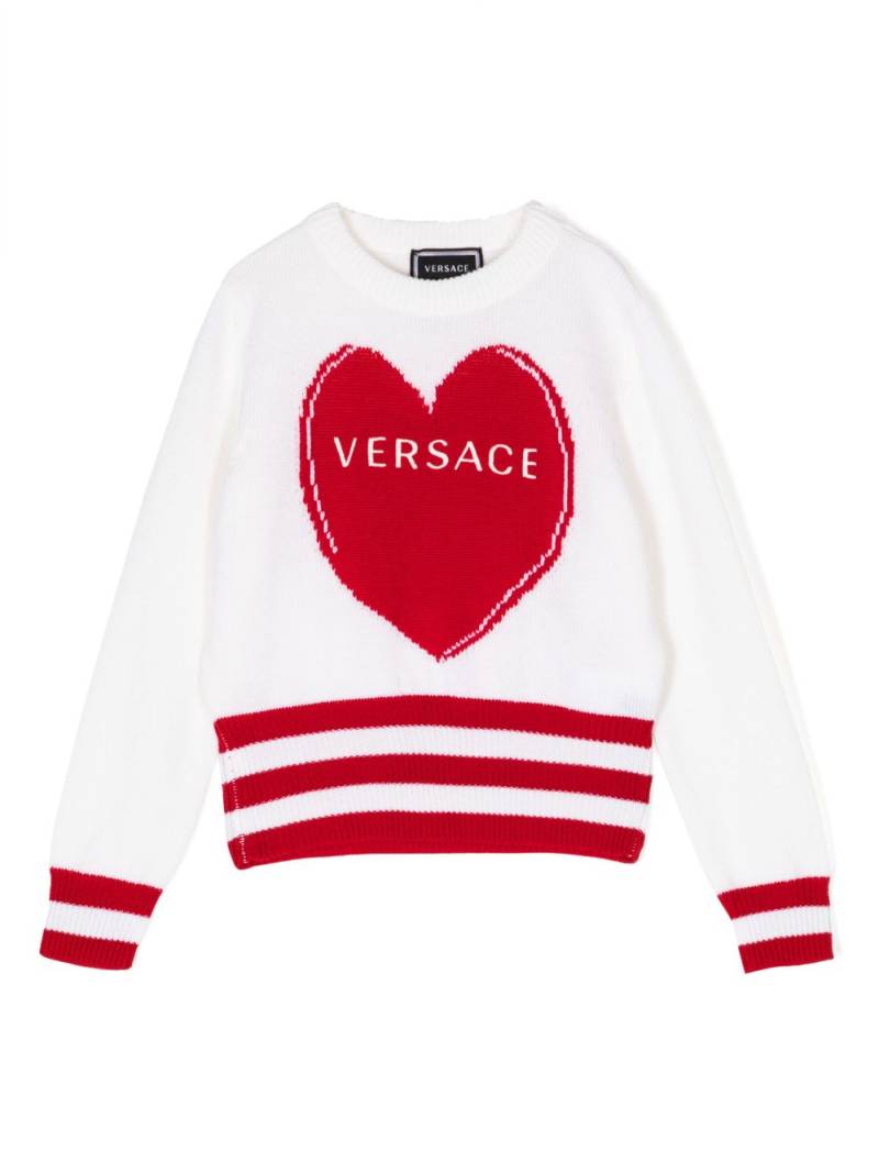 Versace Kids logo-embroidered wool jumper - White von Versace Kids