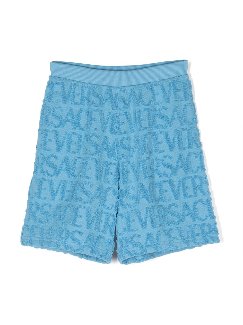 Versace Kids Versace Allover towel shorts - Blue von Versace Kids