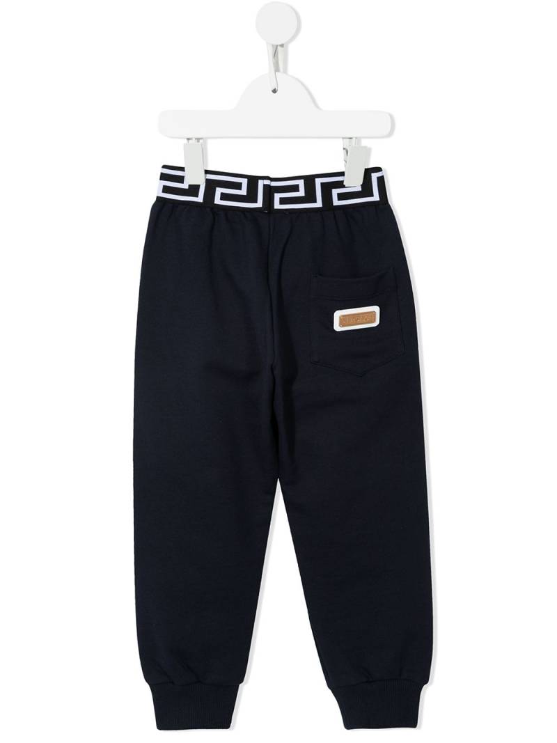 Versace Kids logo-patch Greca-trim joggers - Blue von Versace Kids