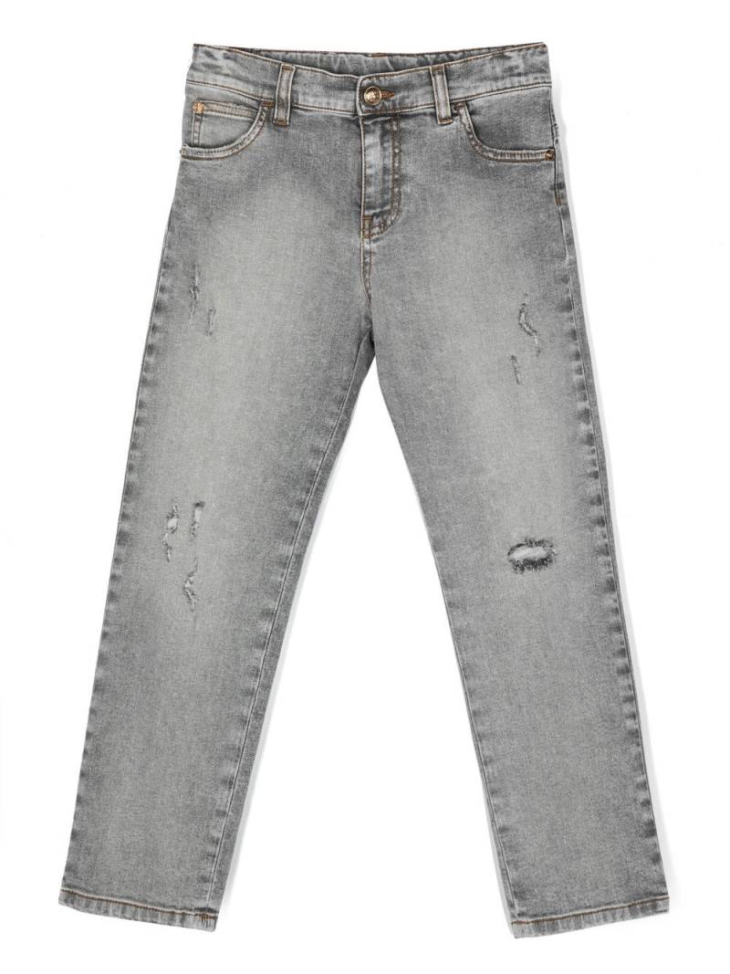 Versace Kids logo-patch straight-leg jeans - Grey von Versace Kids