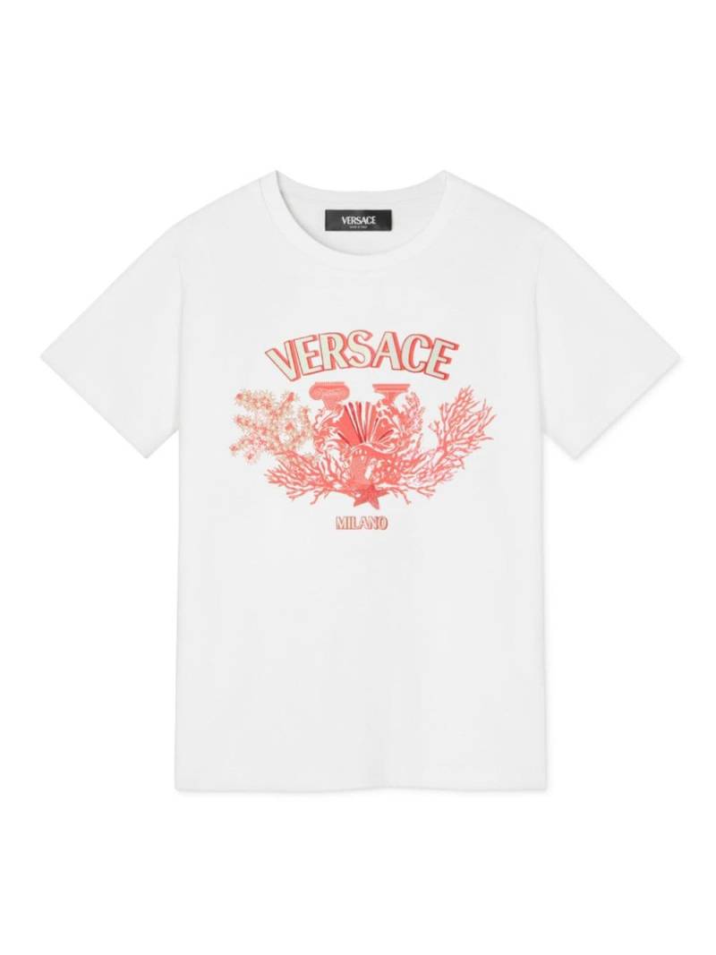 Versace Kids University Coral-print T-Shirt - White von Versace Kids