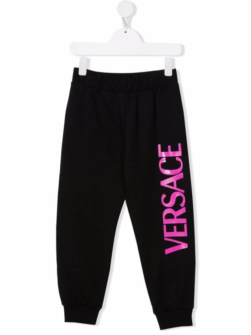 Versace Kids logo-print cotton sweatpants - Black von Versace Kids