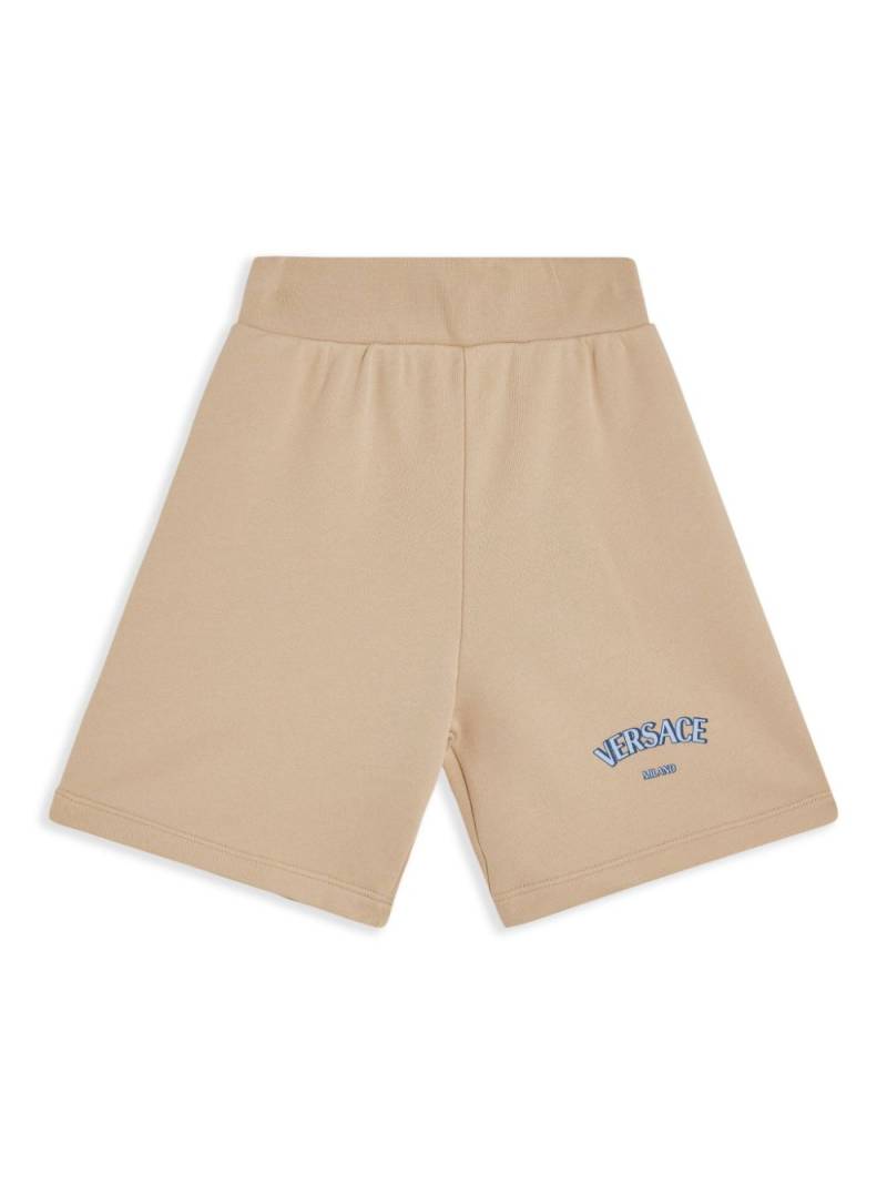 Versace Kids logo-print cotton track shorts - Neutrals von Versace Kids