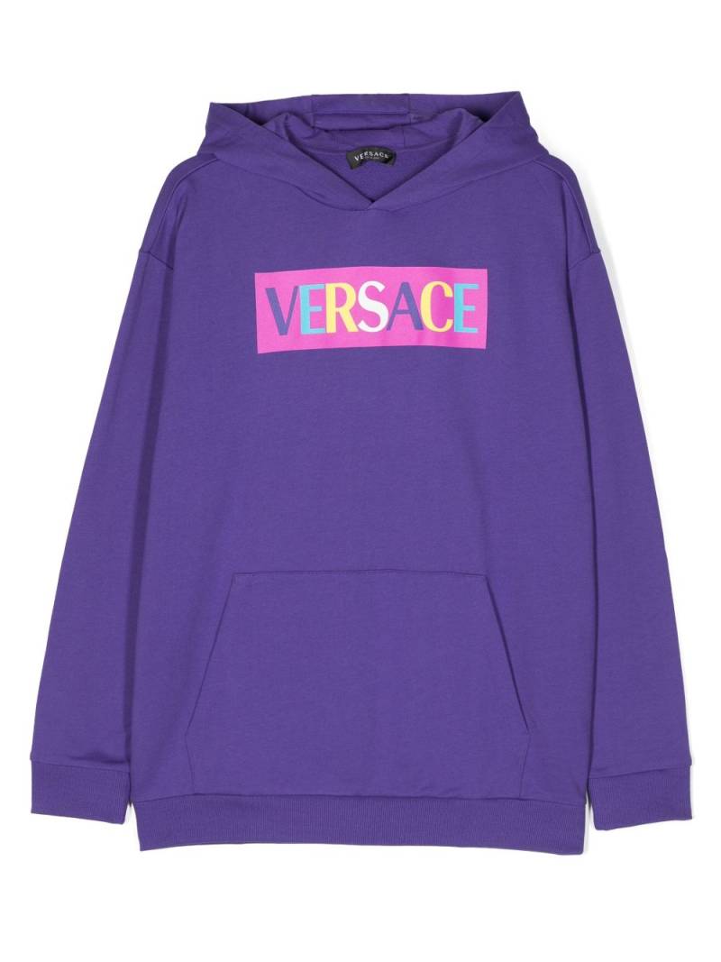 Versace Kids logo-print drop-shoulder hoodie - Purple von Versace Kids