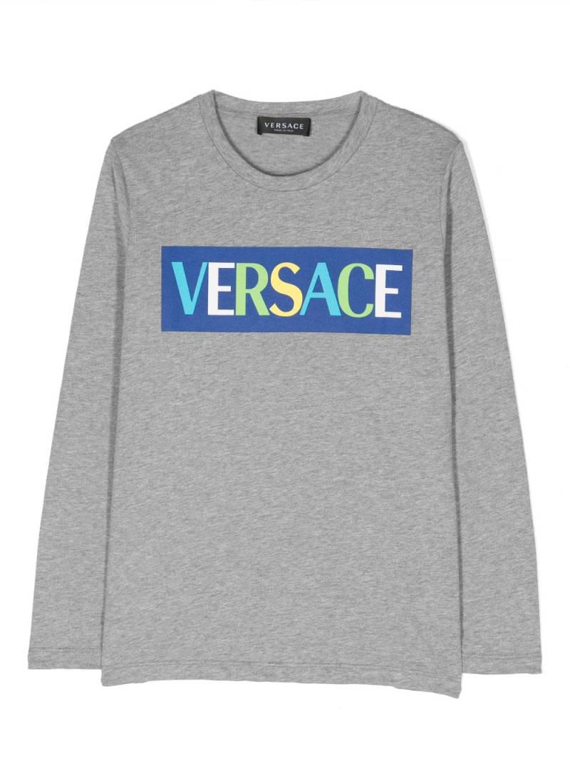 Versace Kids logo-print long-sleeve T-shirt - Grey von Versace Kids