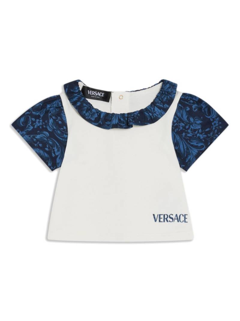 Versace Kids logo-print ruffle-detail T-shirt - White von Versace Kids