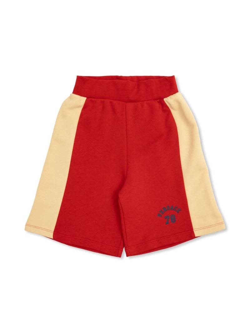 Versace Kids logo-print two-tone cotton shorts - Red von Versace Kids