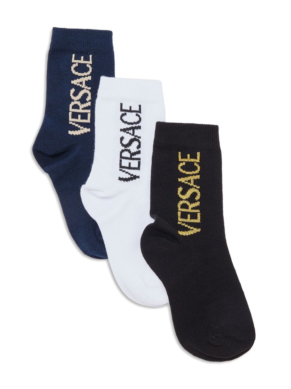 Versace Kids logo socks (set of three) - Blue von Versace Kids