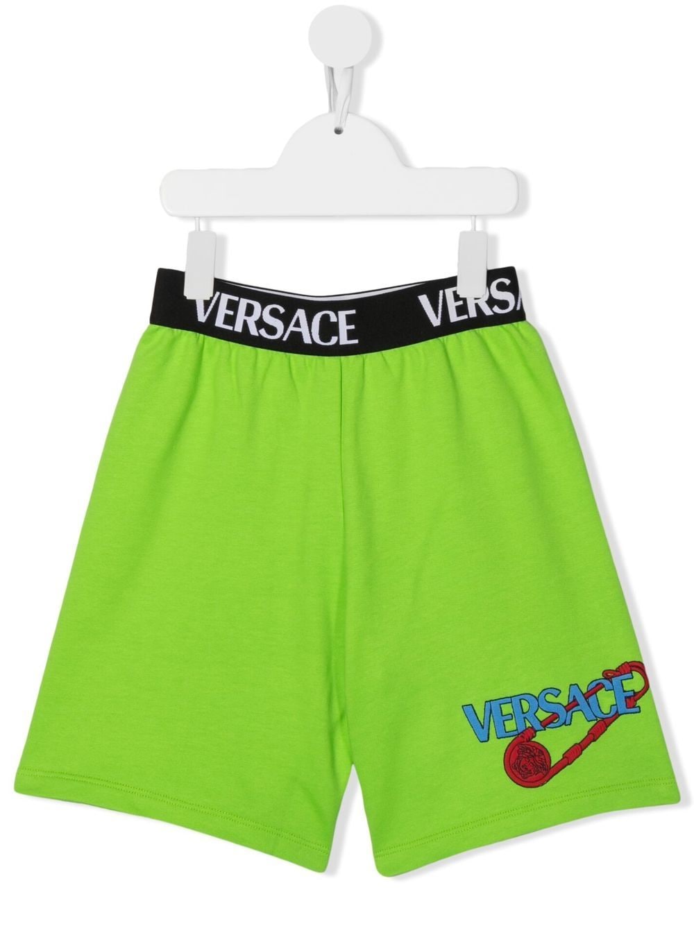 Versace Kids logo-waistband track shorts - Green von Versace Kids