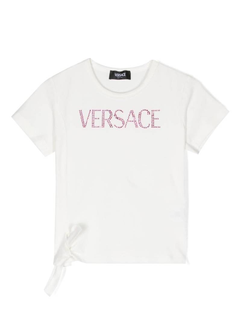 Versace Kids rhinestoned logo-embellished T-shirt - White von Versace Kids