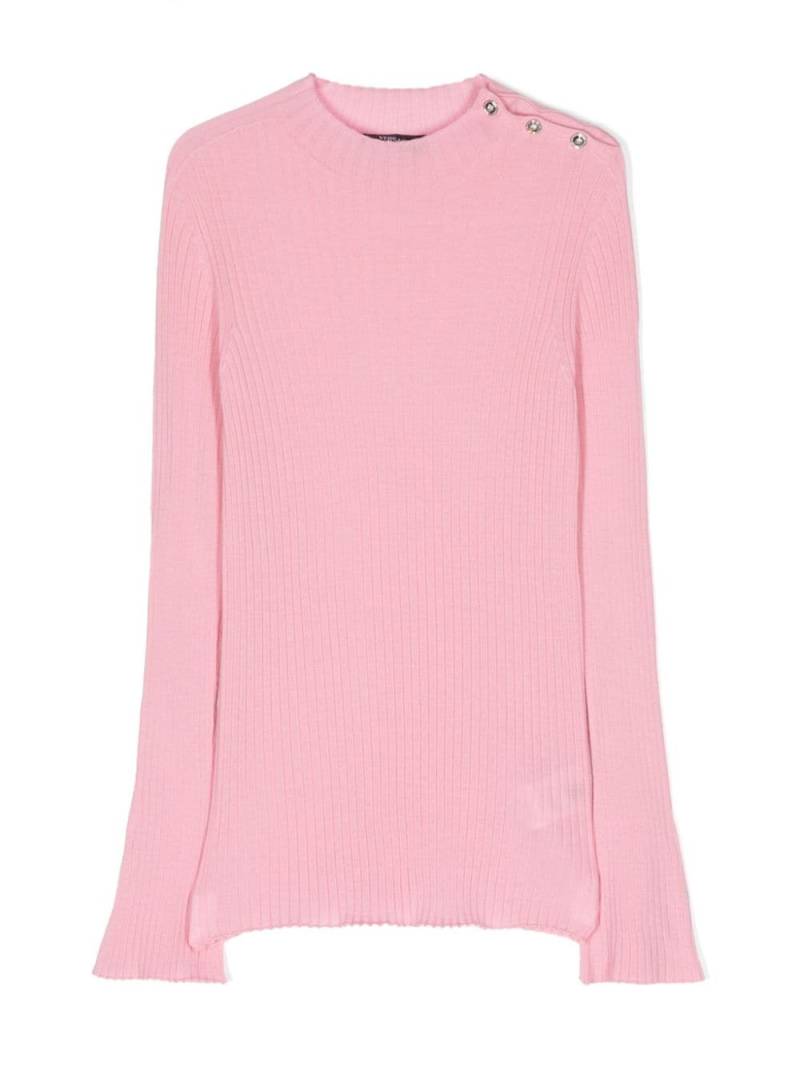 Versace Kids ribbed-knit side-button jumper - Pink von Versace Kids