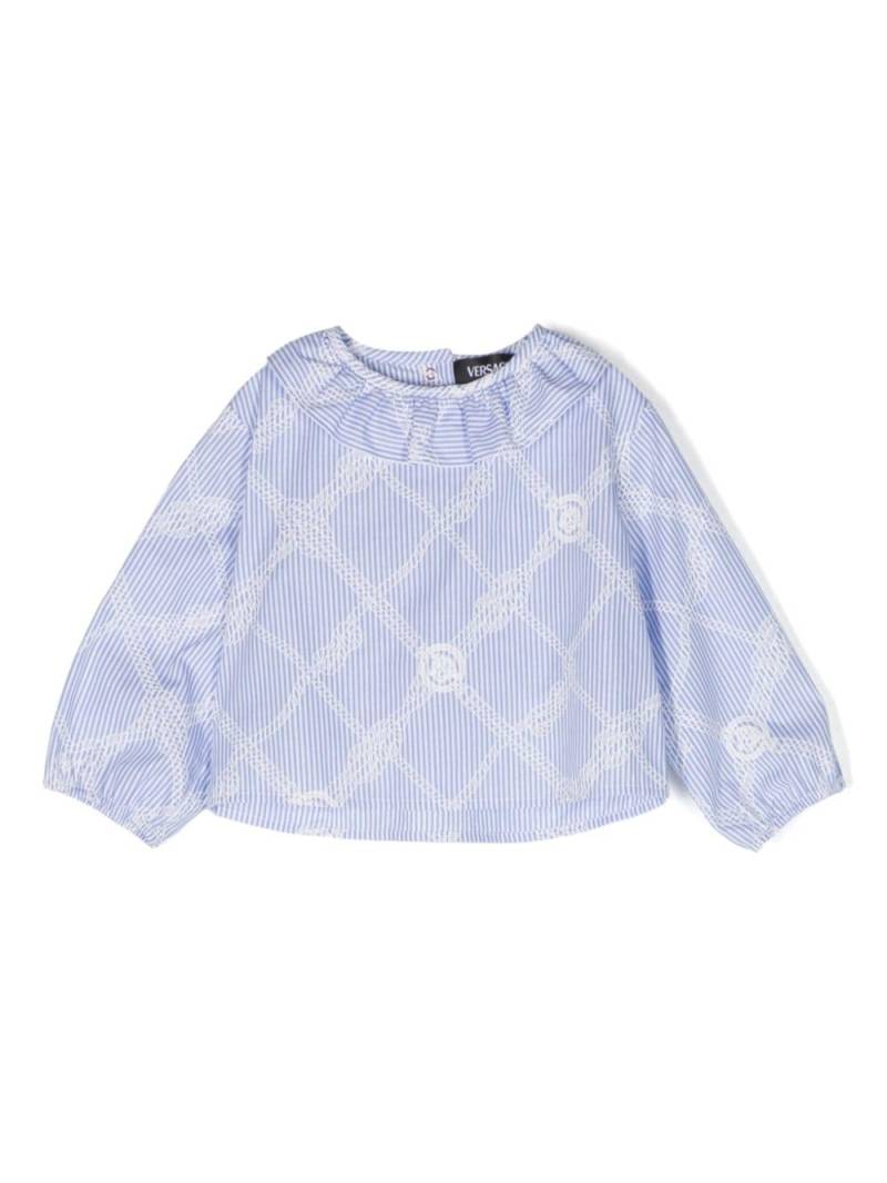 Versace Kids rope-print cotton blouse - Blue von Versace Kids