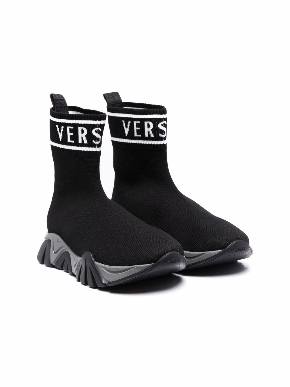 Versace Kids sock-style logo sneakers - Black von Versace Kids