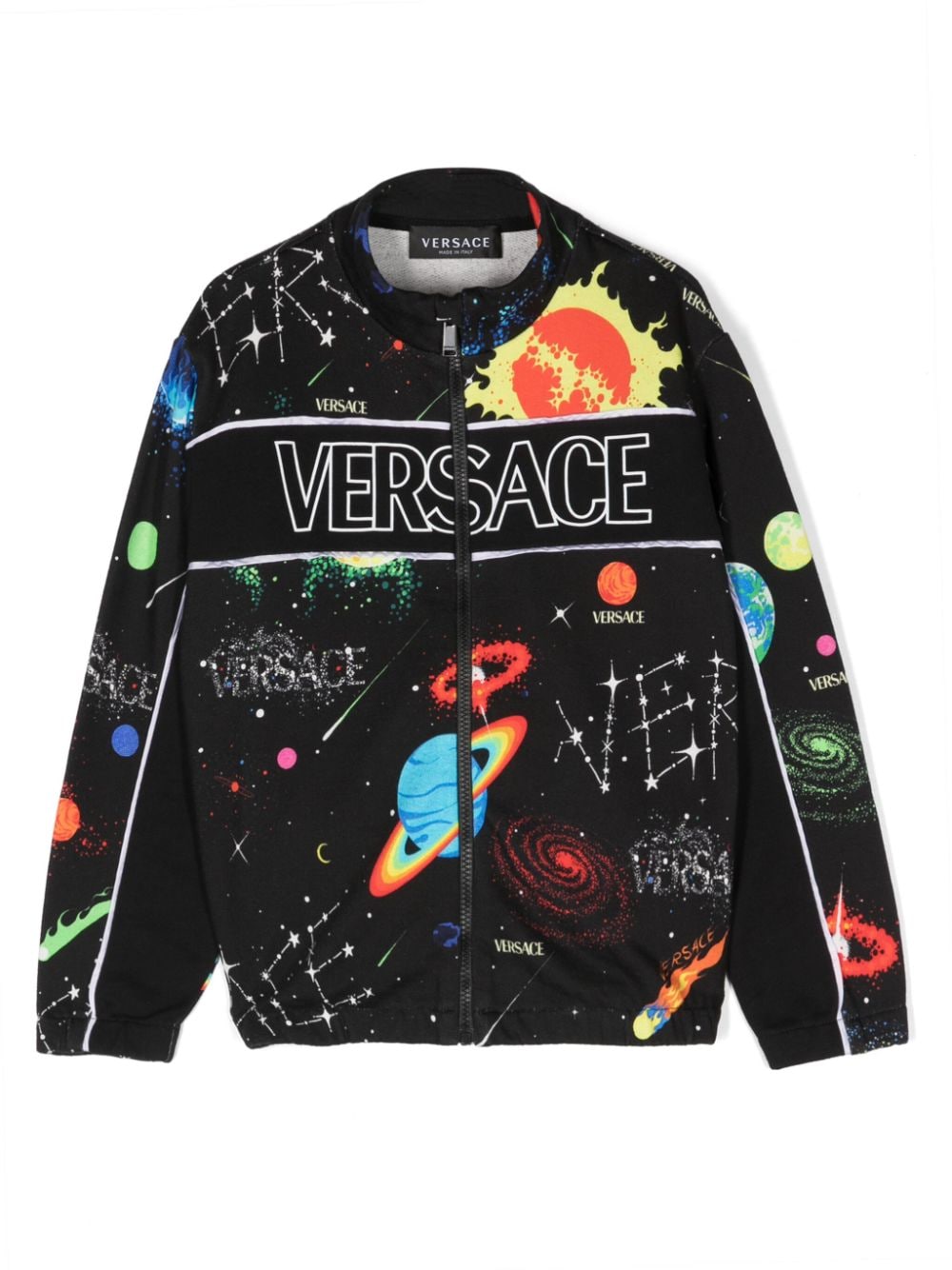 Versace Kids space-print cotton zipped cardigan - Black von Versace Kids
