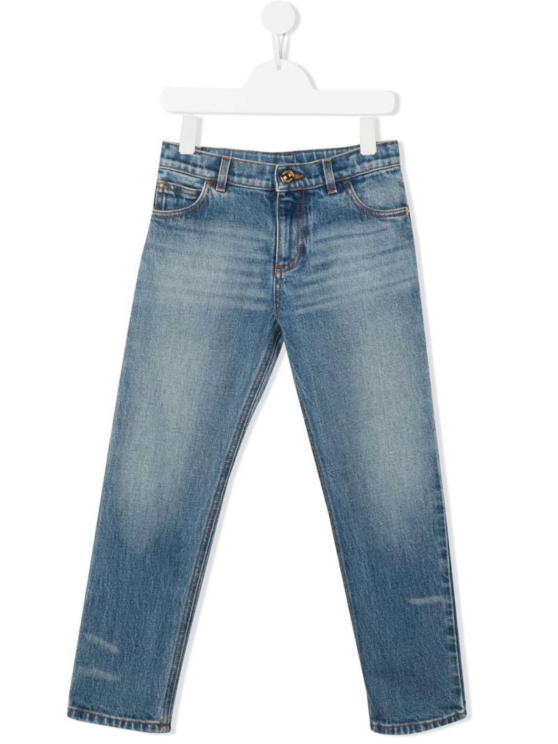 Versace Kids stonewashed straight-leg jeans - Blue von Versace Kids