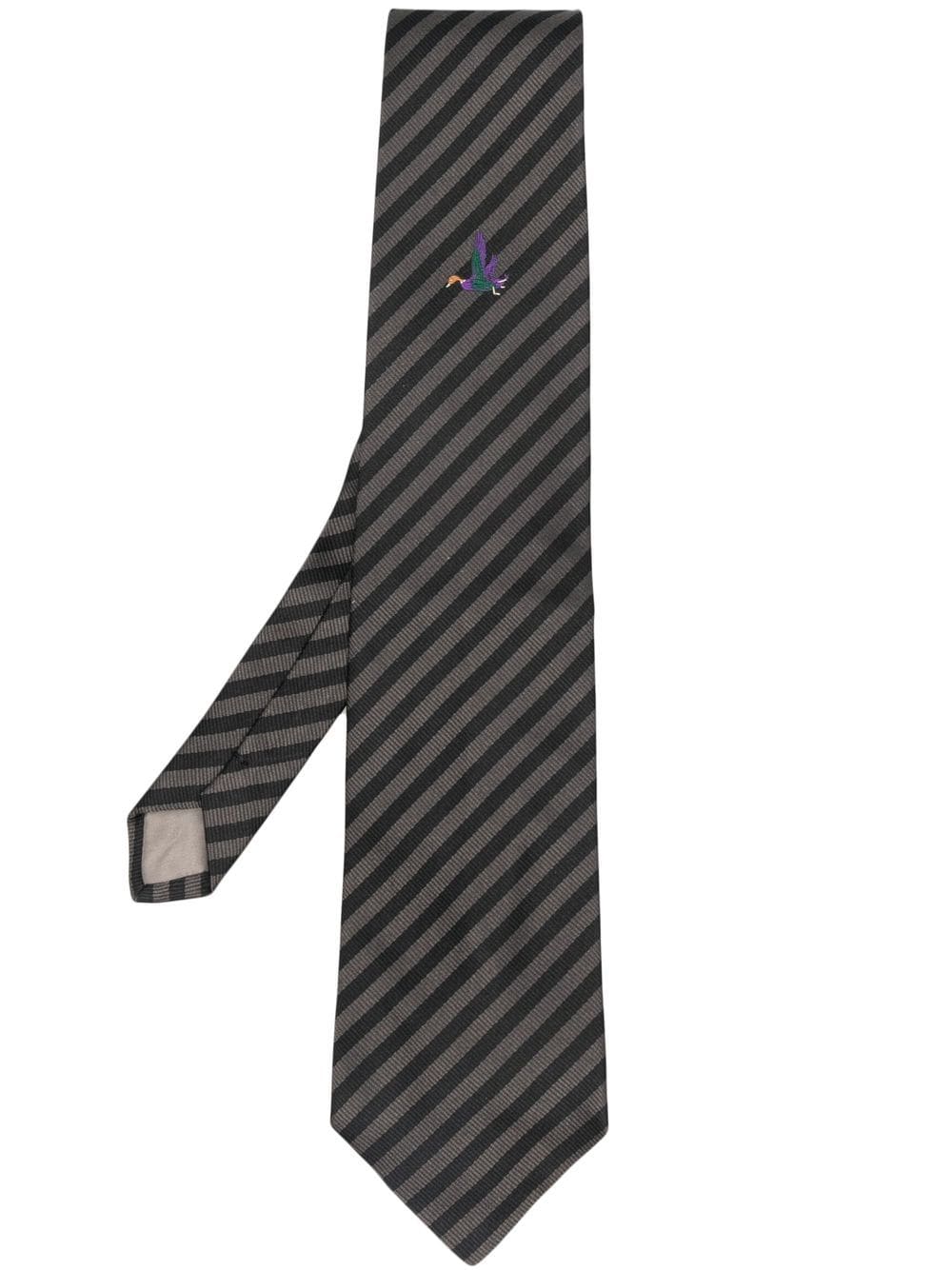 Versace Pre-Owned 1970s embroidered-mallard silk tie - Grey von Versace Pre-Owned
