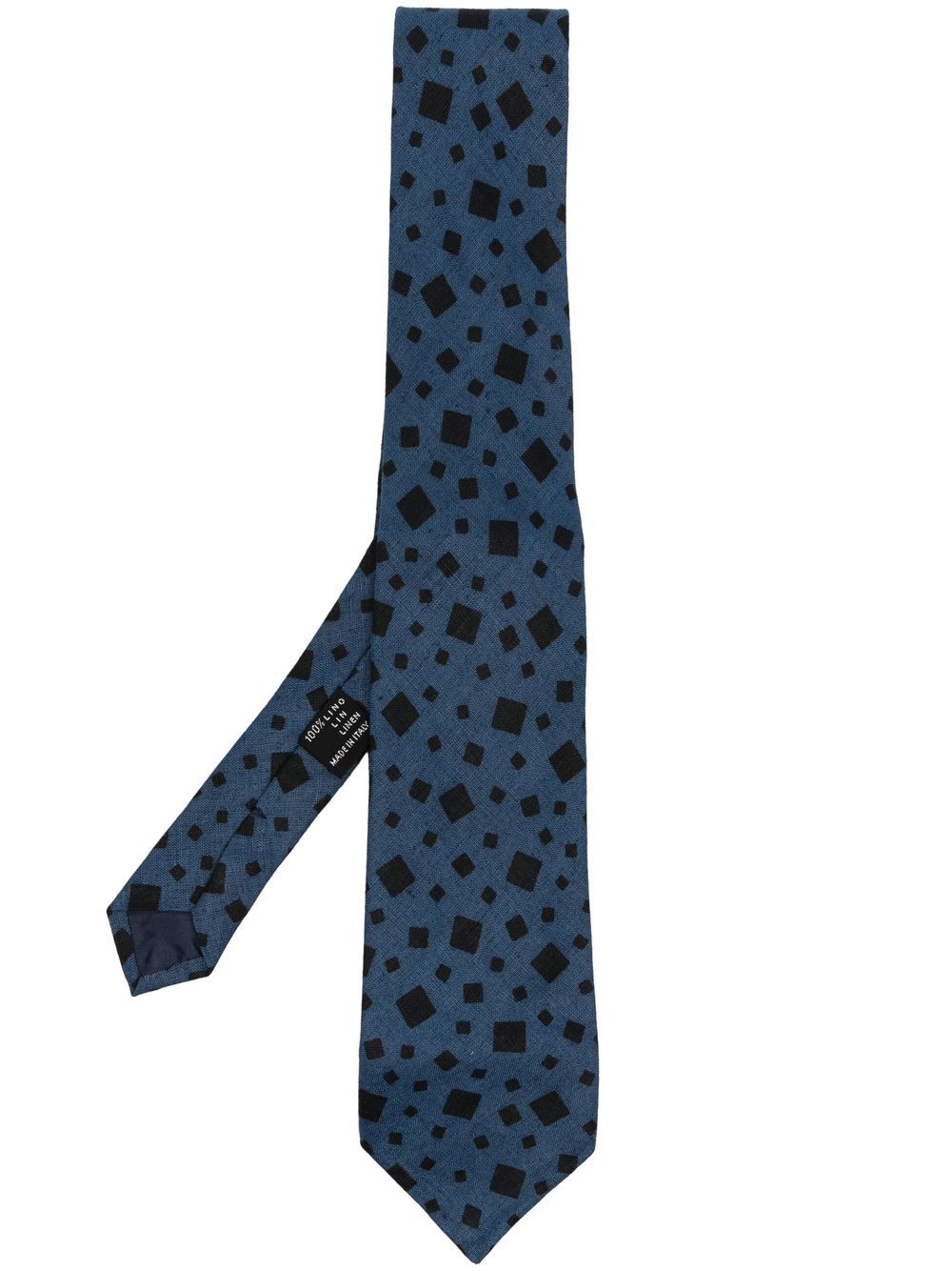 Versace Pre-Owned 1970s square-print linen tie - Blue von Versace Pre-Owned