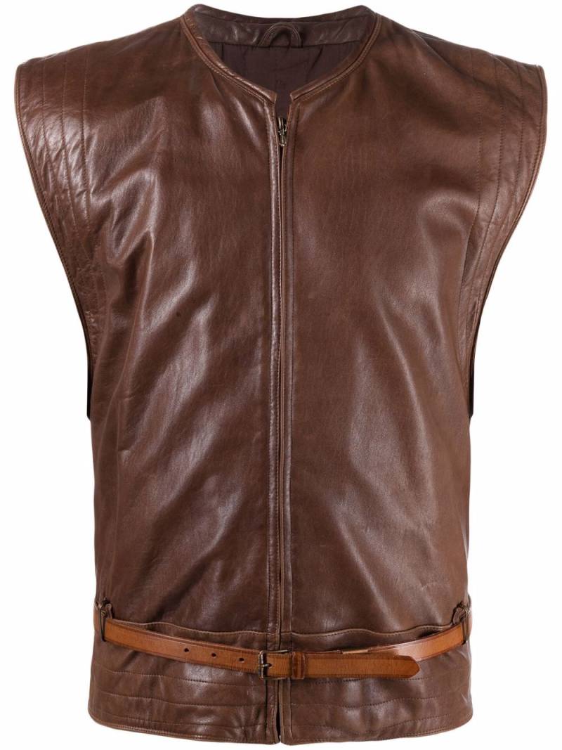 Versace Pre-Owned 1980s belted leather waistcoat - Brown von Versace Pre-Owned