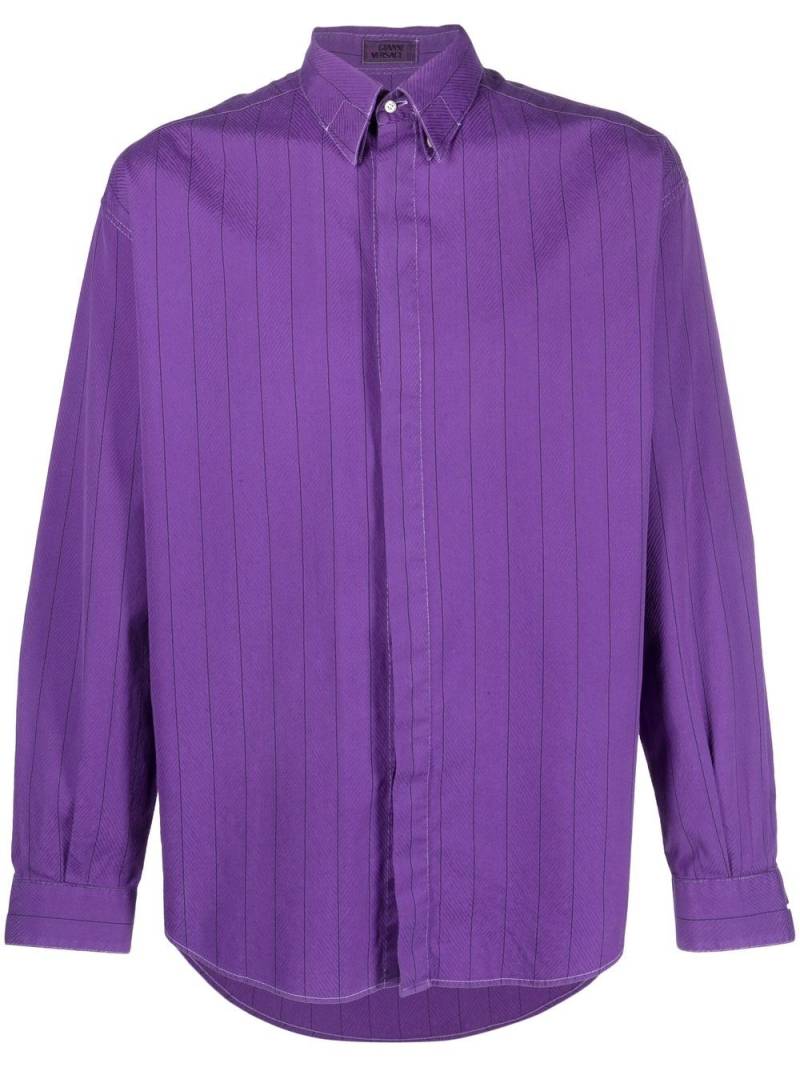 Versace Pre-Owned 1980s striped button-down shirt - Purple von Versace Pre-Owned