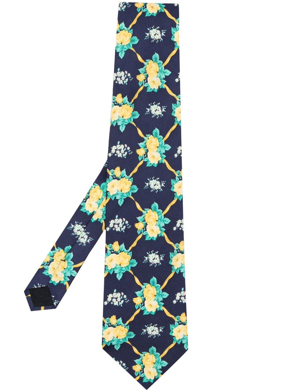 Versace Pre-Owned 1990s floral-print silk tie - Blue von Versace Pre-Owned