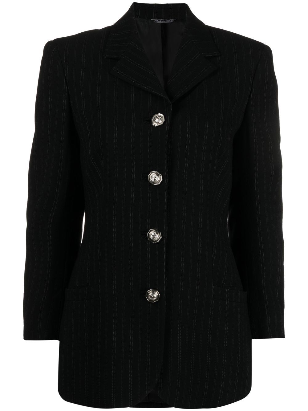 Versace Pre-Owned 1990s pinstripe single-breasted blazer - Black von Versace Pre-Owned