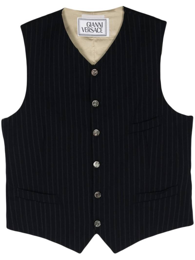 Versace Pre-Owned 1990s pinstriped wool waistcoat - Blue von Versace Pre-Owned