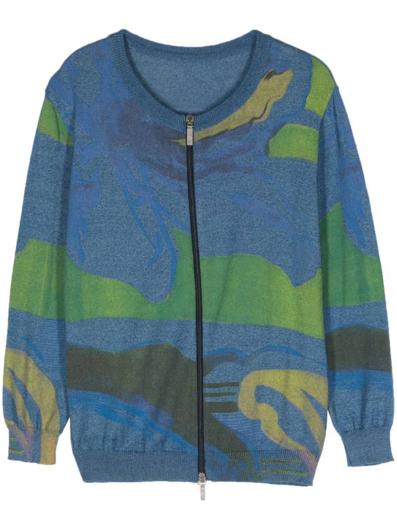 Versace Pre-Owned 2000s knitted zipped cardigan - Blue von Versace Pre-Owned