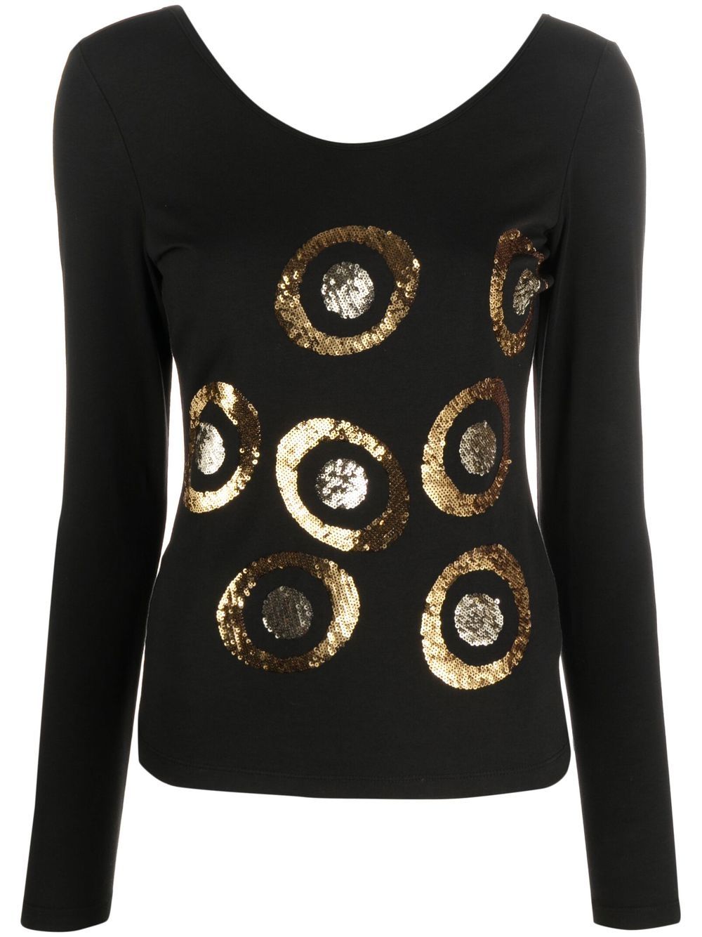 Versace Pre-Owned 2000s sequinned long-sleeved top - Black von Versace Pre-Owned