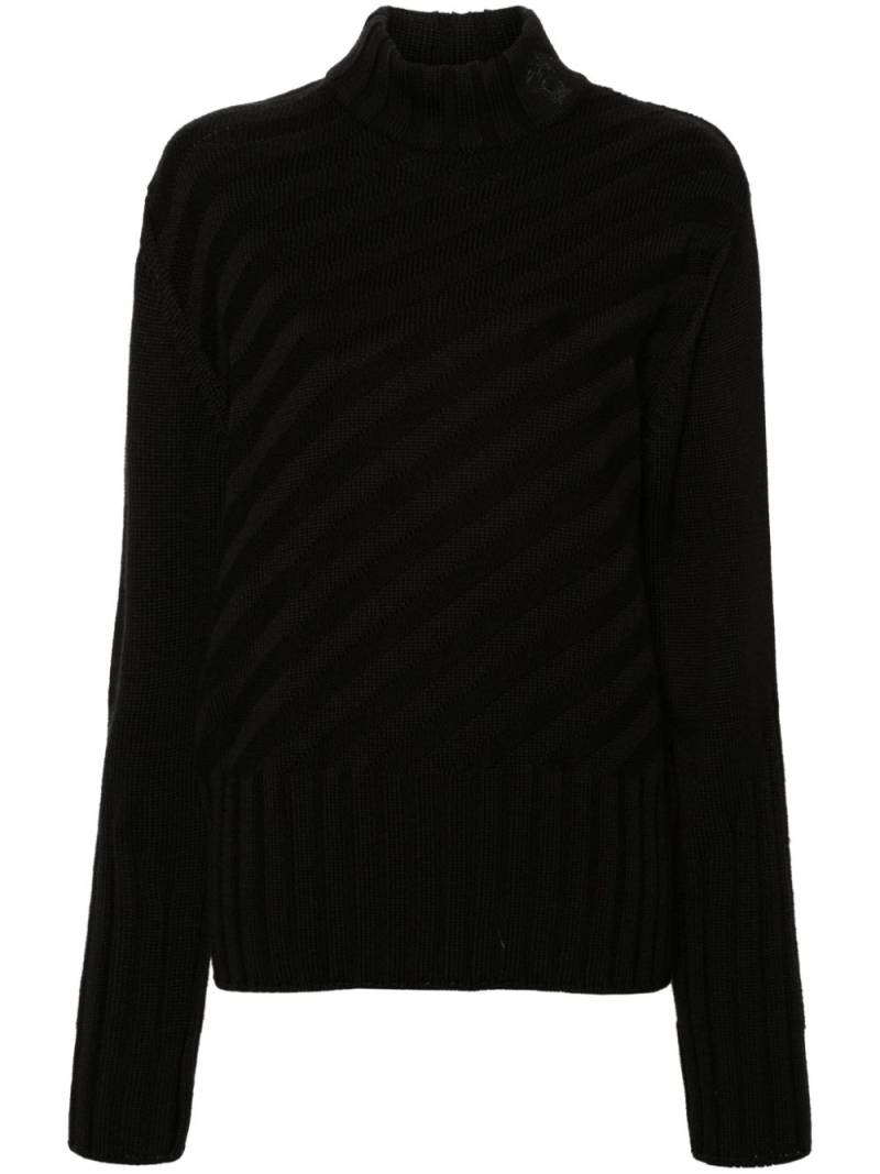 Versace Pre-Owned 2000s striped mock-neck jumper - Black von Versace Pre-Owned