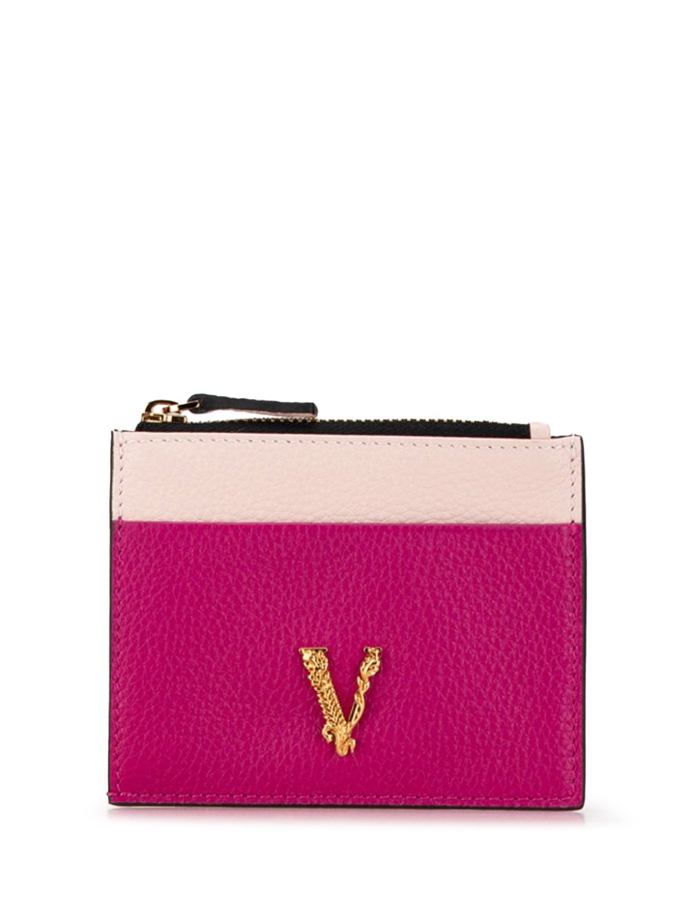 Versace Pre-Owned 2010-2024 Bicolor Leather Virtus Logo card holder - Pink von Versace Pre-Owned