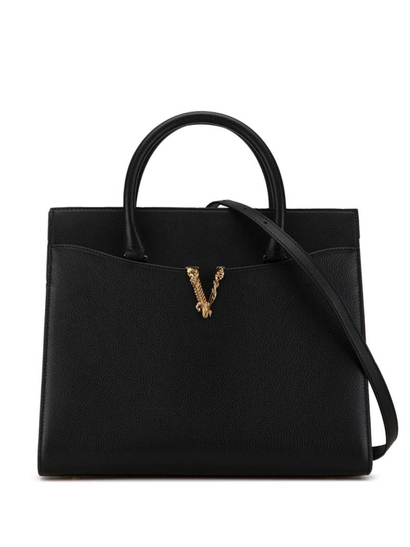 Versace Pre-Owned 2015-2024 Large Grained Calfskin Virtus Top Handle satchel - Black von Versace Pre-Owned