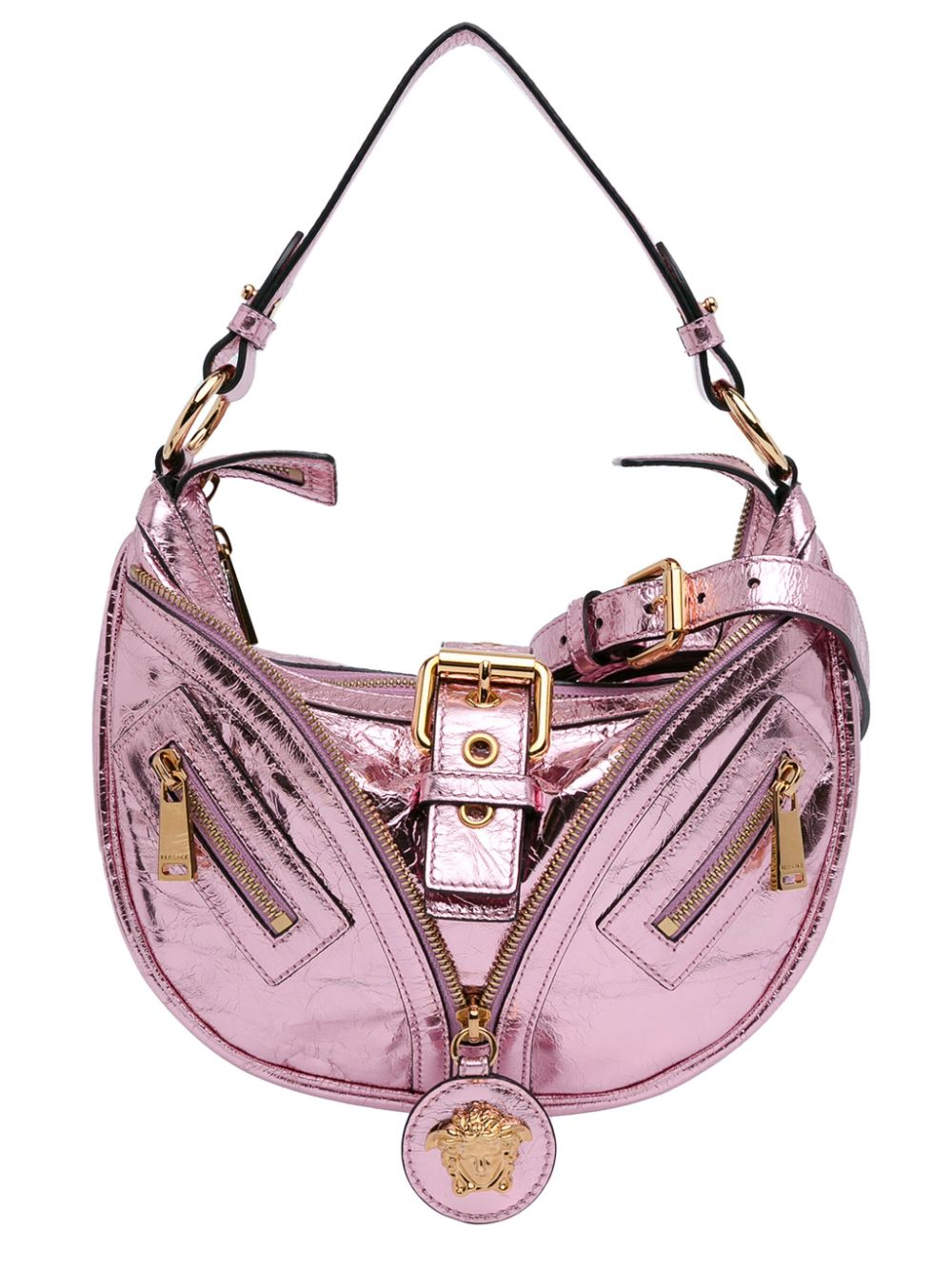 Versace Pre-Owned 2022-2023 Dua Lipa Small Metallic Leather Repeat Hobo satchel - Pink von Versace Pre-Owned