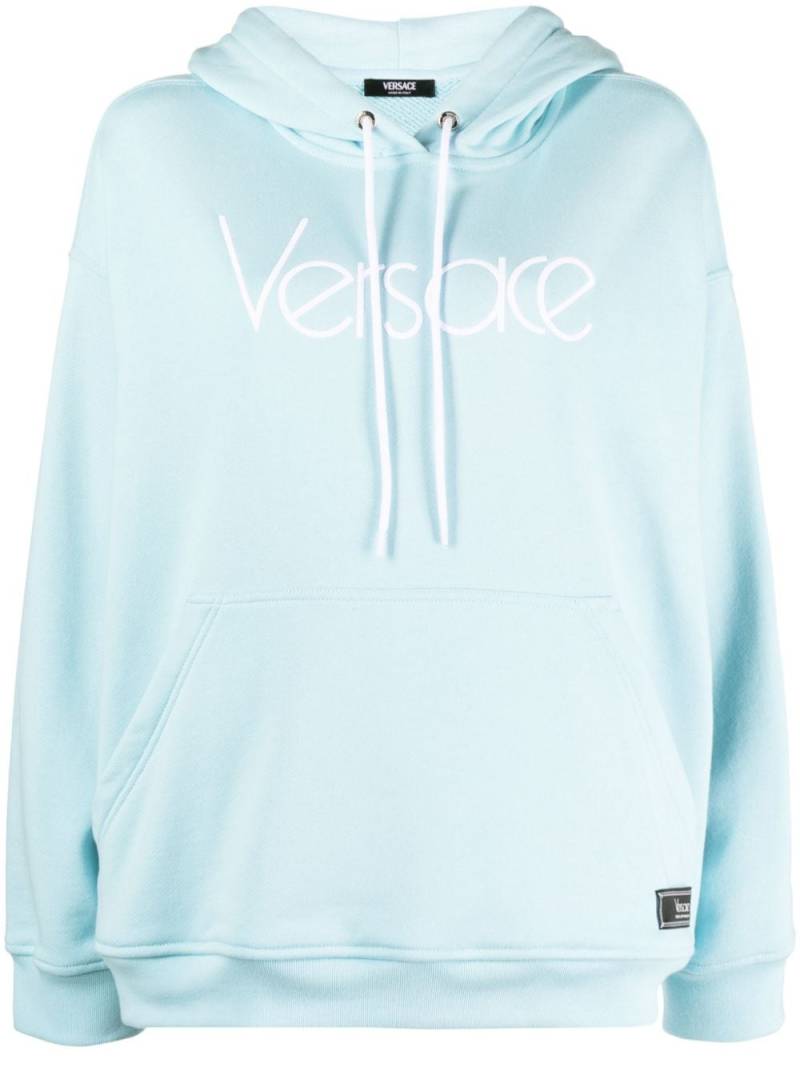 Versace 1978 Re-Edition logo-embroidered hoodie - Blue von Versace