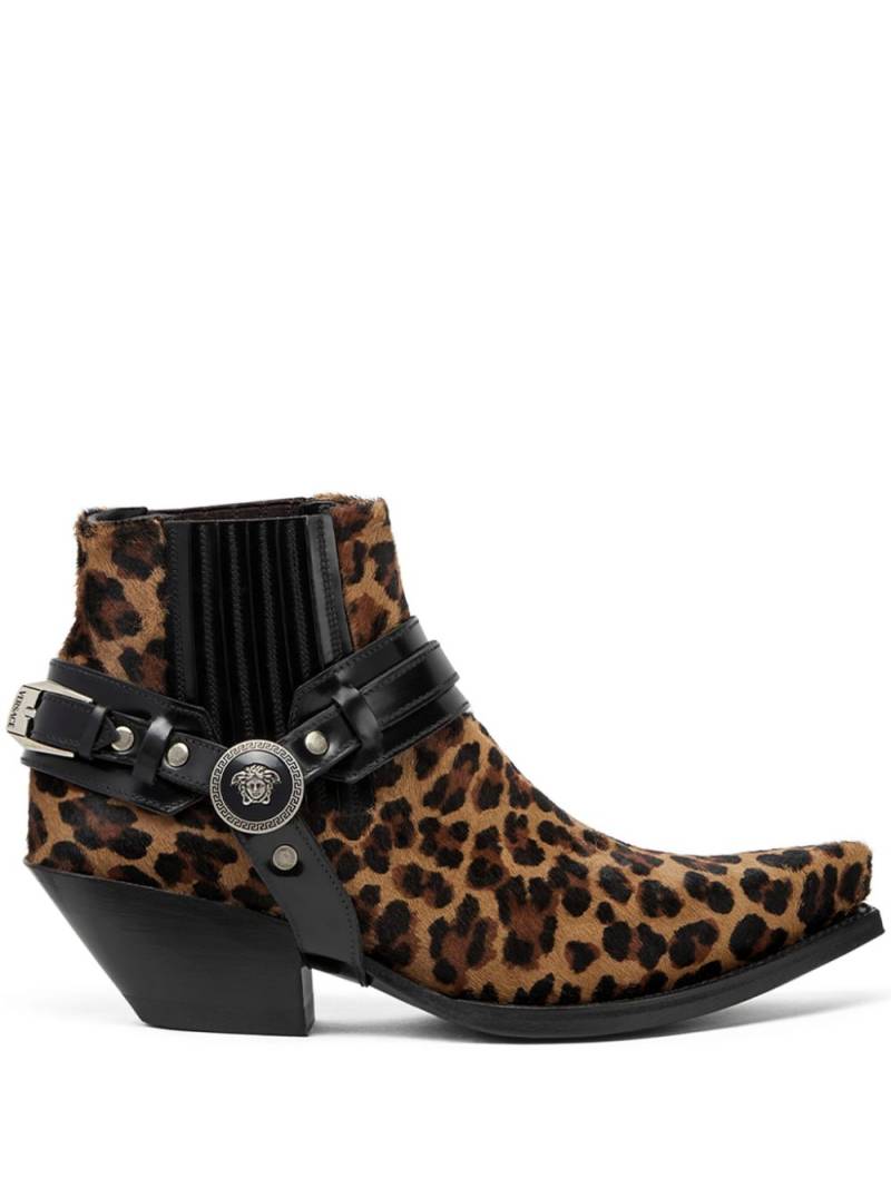 Versace 50mm Texano leopard-print ankle boots - Brown von Versace