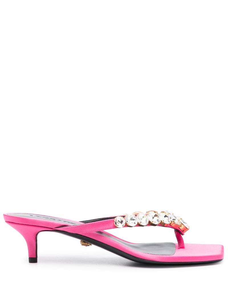 Versace 55mm crystal-embellished thong mules - Pink von Versace