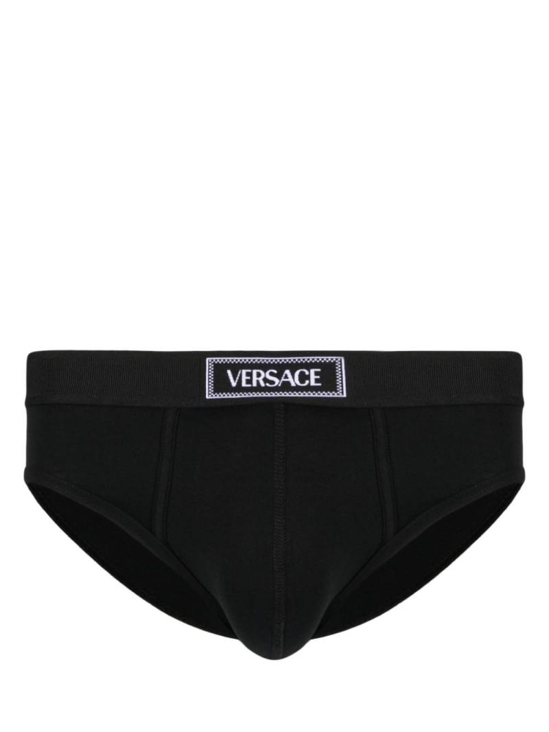 Versace 90s Versace logo-waistband cotton briefs - Black von Versace