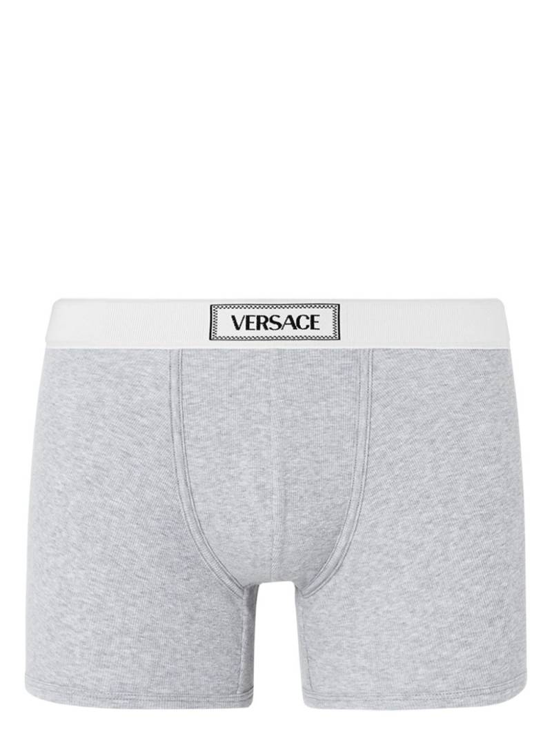 Versace 90s Versace Logo ribbed boxers - Grey von Versace