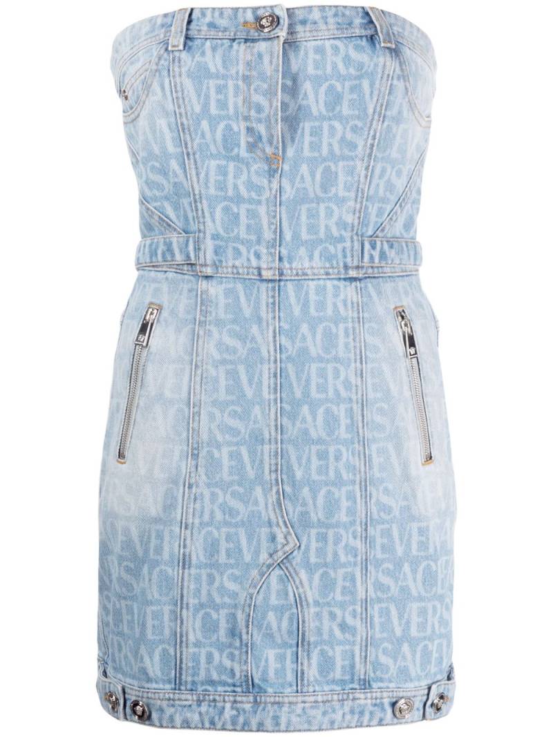 Versace Versace Allover denim minidress - Blue von Versace