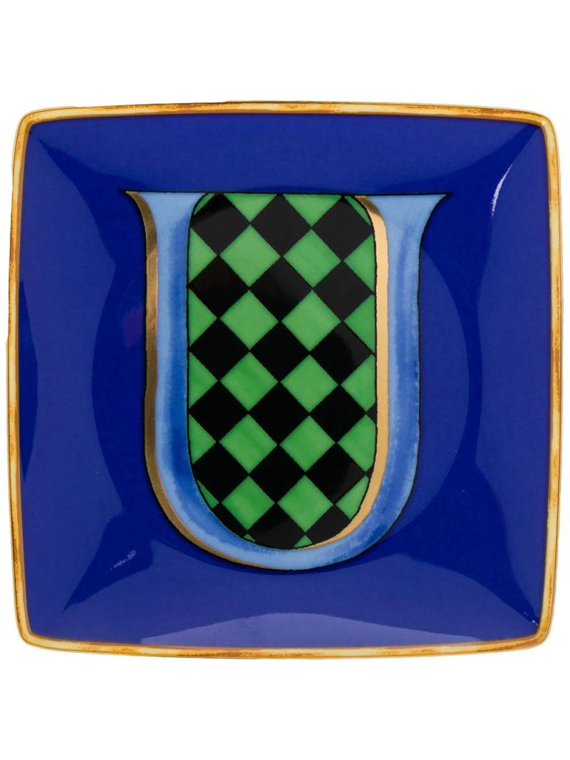 Versace Alphabet U plate (12cm) - Blue von Versace