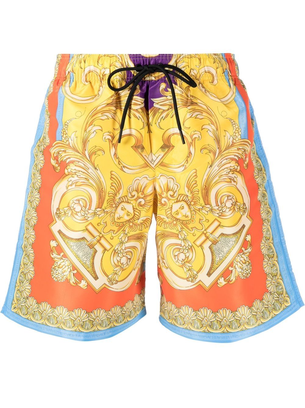 Versace Barocco Goddess-print swim shorts - Yellow von Versace