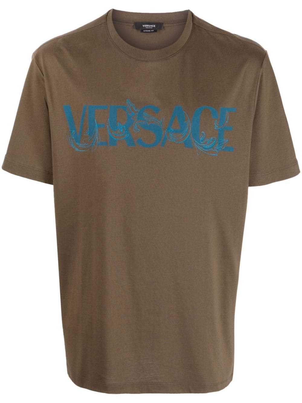 Versace Barocco Silhouette logo-print T-Shirt - Green von Versace